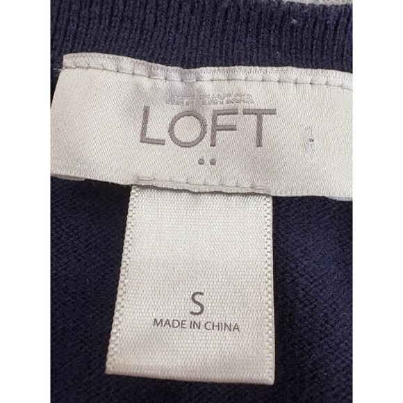 Loft Women’s Small Button Up Floral Lace Front Black 3/4 Sleeve Cardigan - Picture 8 of 8